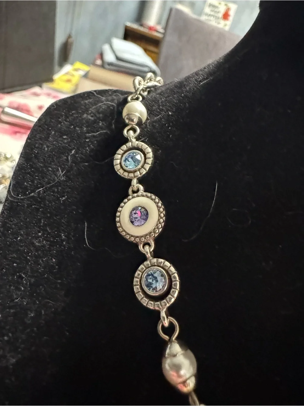 Brighton Vintage-Inspired Gold Tone Necklace with Purple Center Pendant